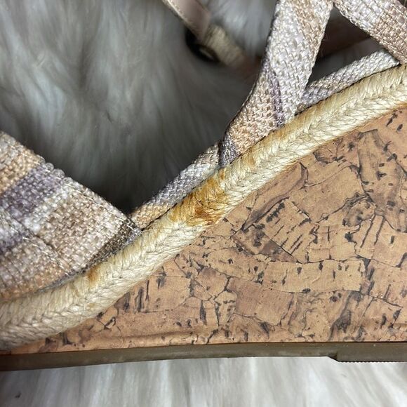 Rialto Woven Plaid Cork Wedge Sandals Bwo Detailed Sz 7 - Picture 9 of 9
